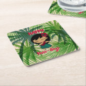 アロハネズクリスマスホリデーフラガールパームズ昼寝 スクエアペーパーコースター (アングル)
