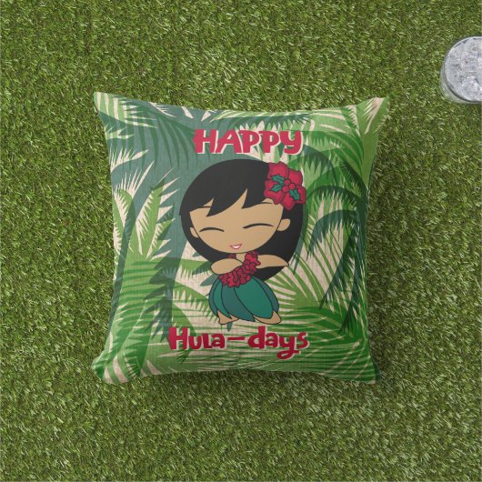 アロハネズクリスマスホリデーフラガールパームズ アウトドアクッション (芝生)