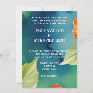 アロハハイビスカストロピカルウォーターフローラ結婚ズ 招待状