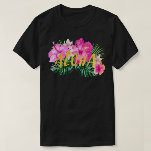 アロハハイビスカスフラワーズ  Tシャツ (デザイン正面)