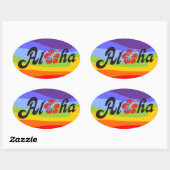 アロハハイビスカス – フラットハワイデザイン+あなたのアイディア 楕円形シール (シート)