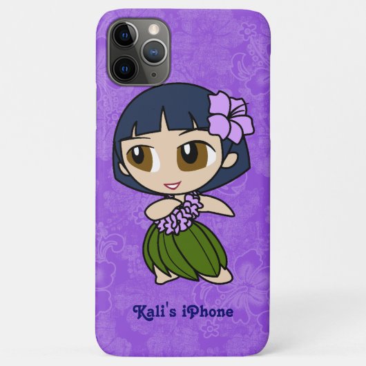 アロハハニーズ パープルフラダンスガール ハワイアンハイビスカス Case-Mate iPhoneケース (裏面)