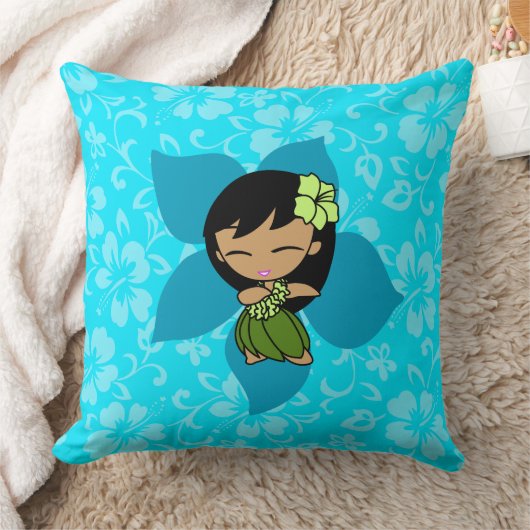 アロハハネツハワイアンハイビスカスヴィンテージフラガール クッション (ブランケット)