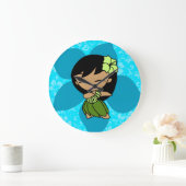 アロハハネツハワイアンハイビスカスヴィンテージフラガール ラージ壁時計 (ホーム)