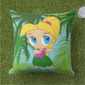 アロハハネツハワイアンブロンドフラガールリバーシブル アウトドアクッション (芝生)