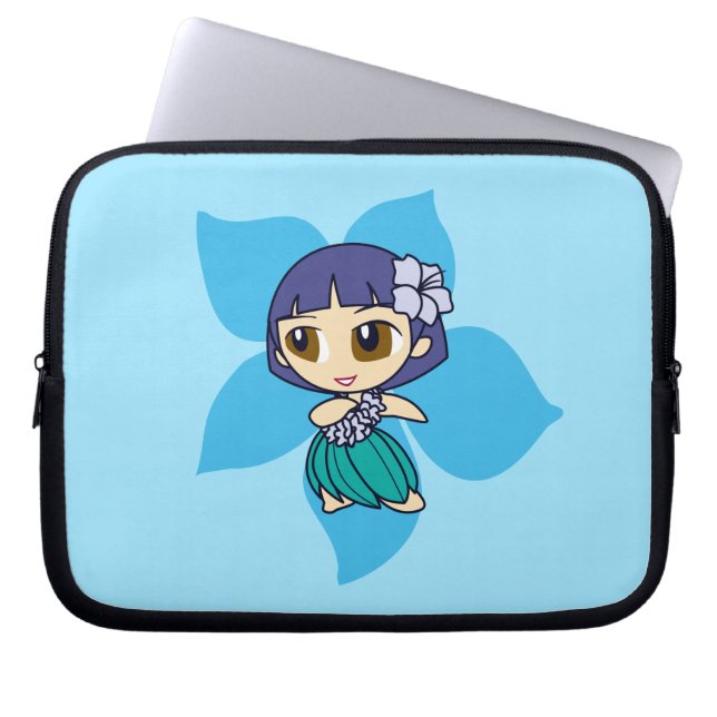 アロハハネツフラガールハイビスカスネオプレン ラップトップスリーブ (正面)