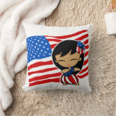 アロハハネツUSA国旗フラガールデコレーションピロー クッション (ブランケット)