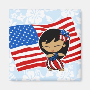アロハハネツUSA国旗フラガールマグネット マグネット