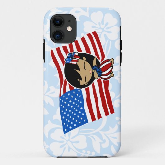 アロハハネツUSA国旗フラ女の子iPhone 5ケース Case-Mate iPhoneケース (裏面)