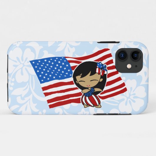 アロハハネツUSA国旗フラ女の子iPhone 5ケース Case-Mate iPhoneケース (裏面(横))