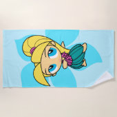 アロハハネブロンドフラガールハワイアンハイビスカス ビーチタオル (正面)