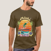 アロハハワイとハイビスカスの花 Tシャツ (正面)