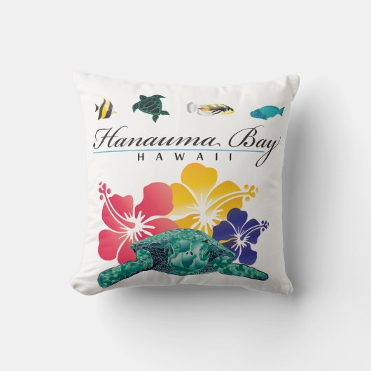 アロハハワイのカメおよび花 クッション (正面)
