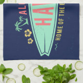 アロハハワイのサーファー手タオル キッチンタオル (折り畳み)