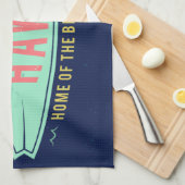 アロハハワイのサーファー手タオル キッチンタオル (四つ折り)