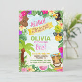 アロハハワイの熱帯ビーチガールバースデー招待状 招待状 (スタンド正面)