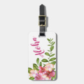 アロハハワイの熱帯花の荷物 ラゲッジタグ (正面縦)