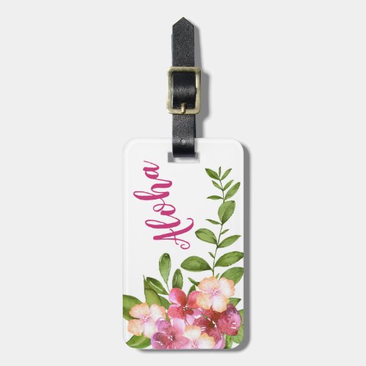 アロハハワイの熱帯花の荷物 ラゲッジタグ (正面縦)