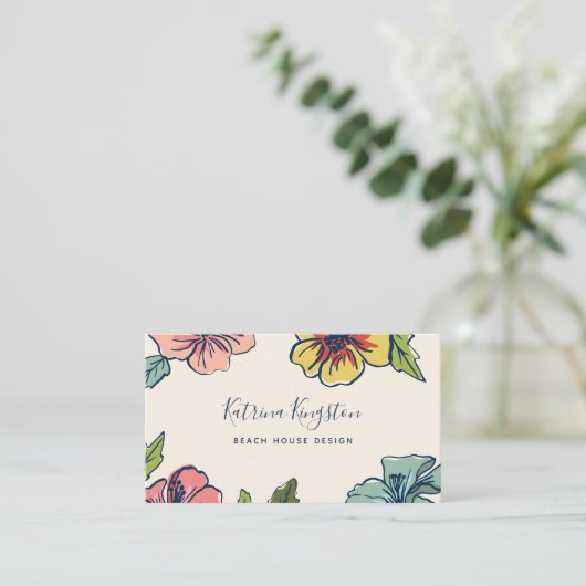 アロハハワイの花柄 名刺 (スタンド正面)