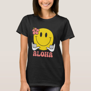 アロハハワイアンかわいいスマイル顔シャカハイビスカスキッズ Tシャツ