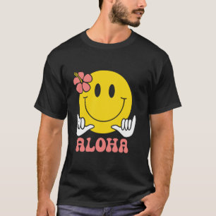 アロハハワイアンかわいいスマイル顔シャカハイビスカスキッズ Tシャツ