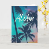 アロハハワイアンアイランズパームツリーグリーティングカード カード (黄色い花)