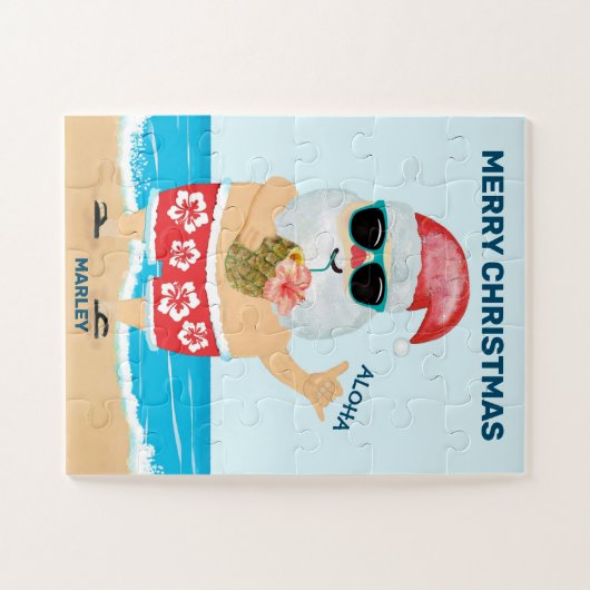 アロハハワイアンサンタビーチキッズクリスマス ジグソーパズル (横)