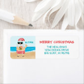 アロハハワイアンサンタビーチクリスマス ラベル (インサイチュ)