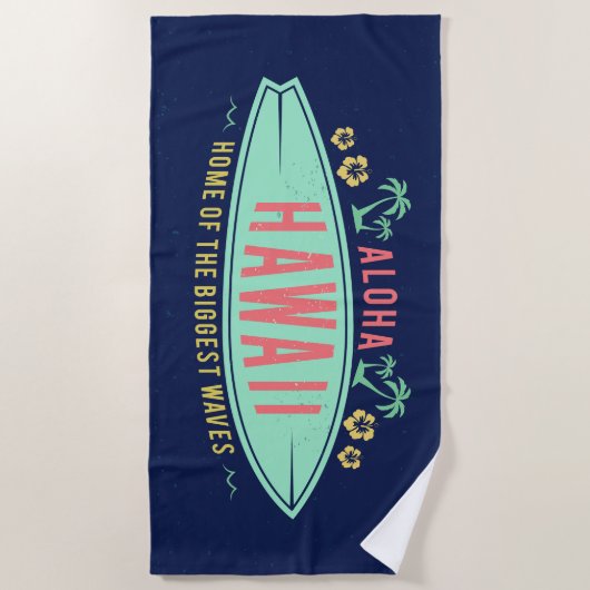 アロハハワイアンサーファービーチタオル ビーチタオル (正面)