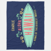 アロハハワイアンサーファー名前をカスタムするフリースブランケット フリースブランケット (正面)