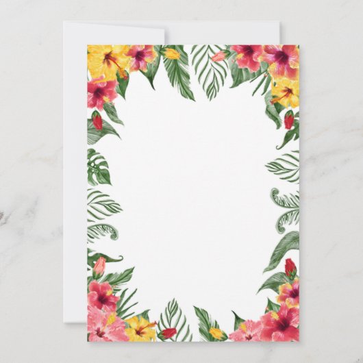 アロハハワイアントロピカルガールベビーシャワー 招待状 (裏面)