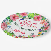 アロハハワイアントロピカルハイビスカスバースデーパーティー ペーパープレート (アングル)
