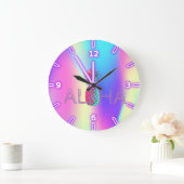 アロハハワイアンパイナップルホログラフィック ラージ壁時計 (ホーム)