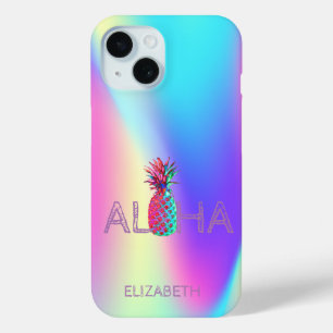 アロハハワイアンパイナップルホログラフィック iPhone 15ケース