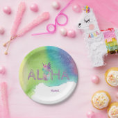 アロハハワイアンパイナップル、水彩スプラッシュ ペーパープレート (パーティー)