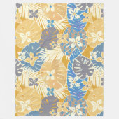 アロハハワイアンパターンプリント フリースブランケット (正面)