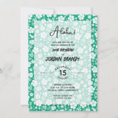 アロハハワイアンフローラグリーンバースデーパーティー 招待状 (正面)