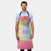 アロハハワイアンフローラ水彩 エプロン (着用した状態)