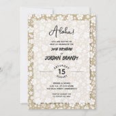 アロハハワイアンフローラ金ゴールド誕生日パーティー 招待状 (正面)