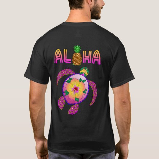 アロハハワイアンホヌタートル Tシャツ (裏面)