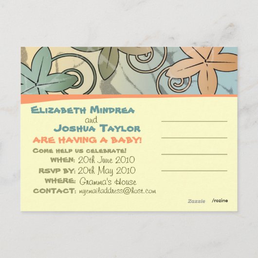 アロハハワイアンルアウ(ハワイ式宴会)ベビー発表 案内ポストカード (裏面)