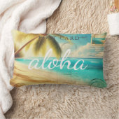 アロハハワイアンヴィンテージポストカードトロピカルパームツリー ランバークッション (ブランケット)