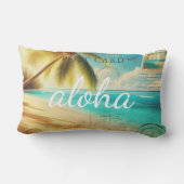 アロハハワイアンヴィンテージポストカードトロピカルパームツリー ランバークッション (裏面)