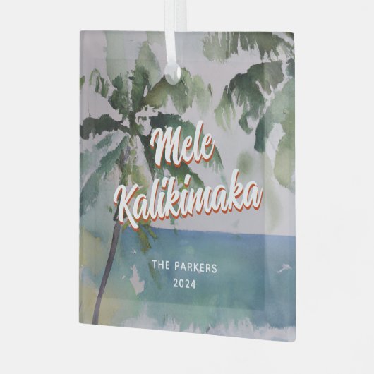 アロハハワイアン水彩 ガラスオーナメント (正面左)