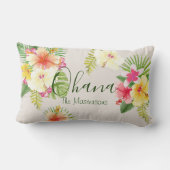 アロハハワイアン熱帯フローラ水彩 ランバークッション (裏面)