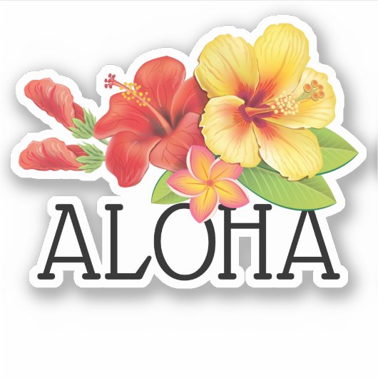 アロハハワイアン花 シール (正面)