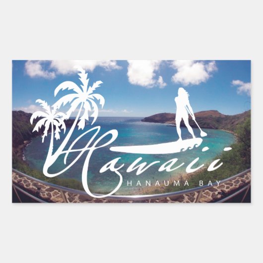 アロハハワイスタンドアップパドリング 長方形シール (正面)