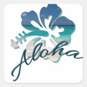 アロハハワイハイビスカスフラワー スクエアシール (正面)