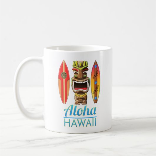 アロハハワイハワイアンティキサーフィン コーヒーマグカップ (左)