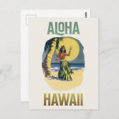 アロハハワイヴィンテージフラガールポストカード ポストカード (正面/裏面)